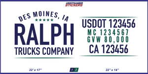 Company Name, Truck Door Decal, Location, USDOT, MC, CA, GVW