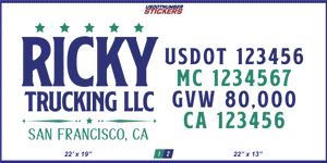 Company Name, Truck Door Decal, Location, USDOT, MC, CA, GVW