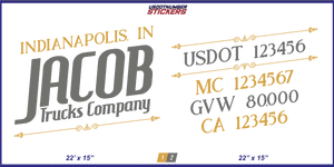 Company Name, Truck Door Decal, Location, USDOT, MC, CA, GVW