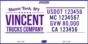 Company Name, Truck Door Decal, Location, USDOT, MC, CA, GVW