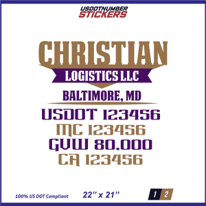 Company Name, Truck Door Decal, Location, USDOT, MC, CA, GVW