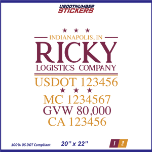 Company Name, Truck Door Decal, Location, USDOT, MC, CA, GVW