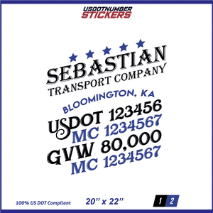 Company Name, Truck Door Decal, Location, USDOT, MC, CA, GVW