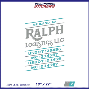 Company Name, Truck Door Decal, Location, USDOT, MC, CA, GVW