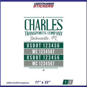 Company Name, Truck Door Decal, Location, USDOT, MC, CA, GVW