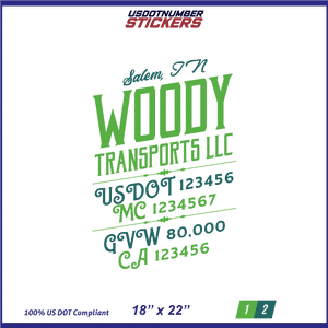 Company Name, Truck Door Decal, Location, USDOT, MC, CA, GVW