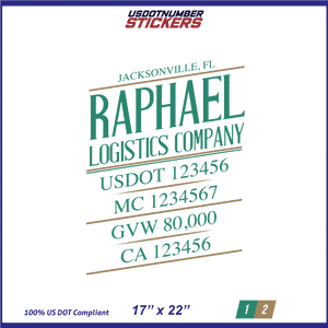 Company Name, Truck Door Decal, Location, USDOT, MC, CA, GVW