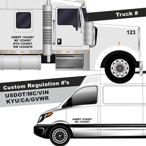 custom usdot mc vin kyu ca regulation numbers decal stickers lettering