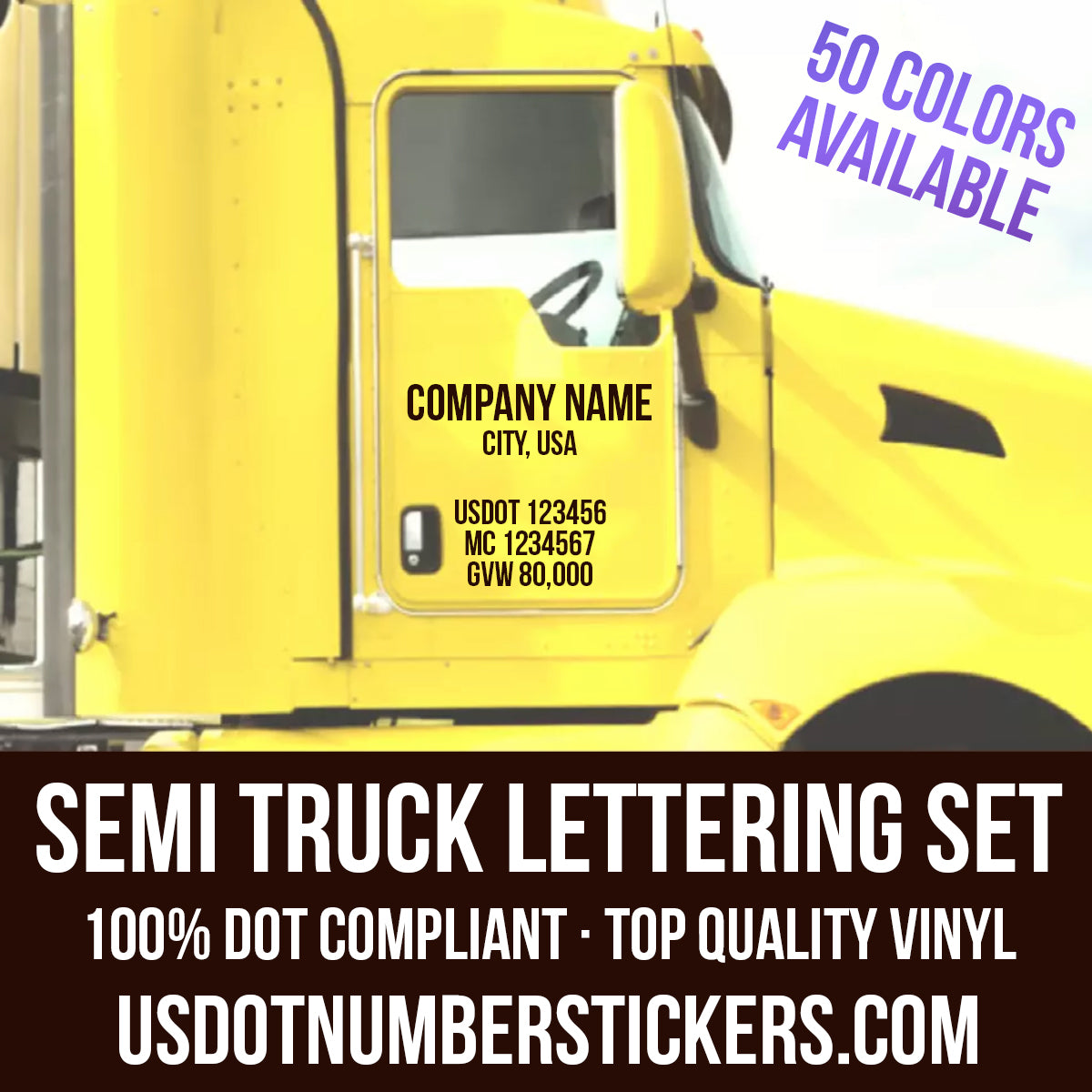 Arched Company Name with USDOT Number Decal Sticker (Set of Arched Company Name with USDOT Number Decal Sticker (Set of
