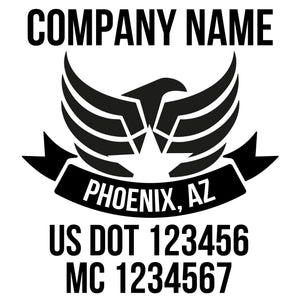 company name with flag, ribbon, patriotic and  US DOT
