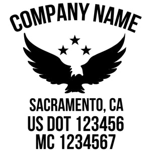 company name with eagle, star, patriotic and  US DOT 