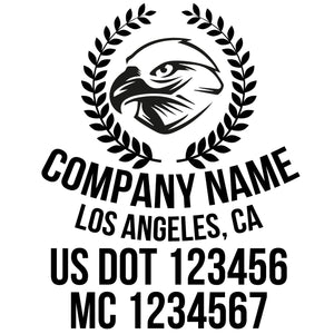 company name with eagle, olive ,country and US DOT