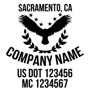 company name with eagle, star, olive, patriotic and  US DOT