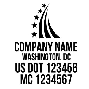 company name with lines, country 2 regulation lines and US DOT