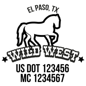 company name wild west, hose, stars and US DOT