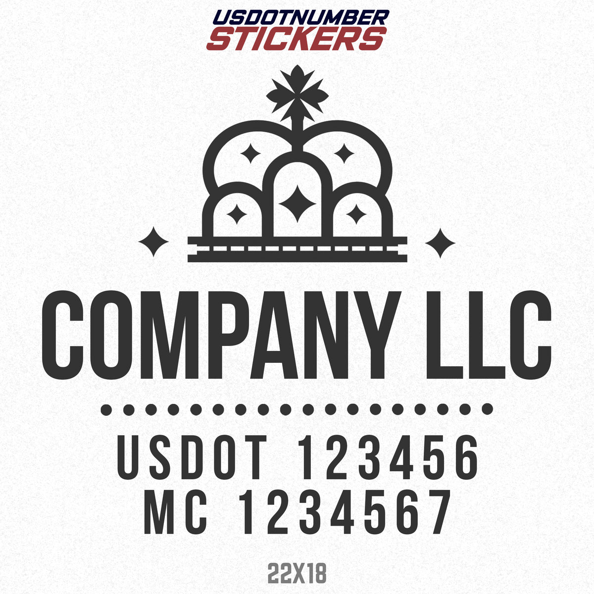 Company Name Lettering with US DOT & MC Decal Sticker (Set of 2