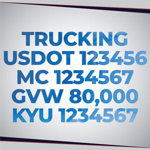 trucking business name with usdot mc gvw kyu metallic color
