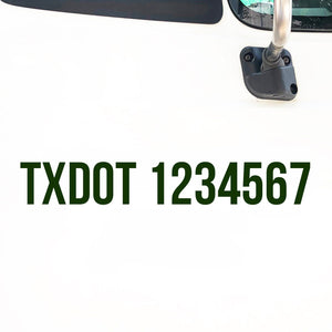 TXDOT Number Decal Sticker