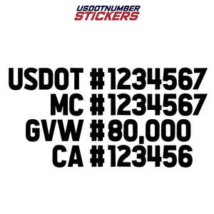 usdot mc gvw ca decal sticker