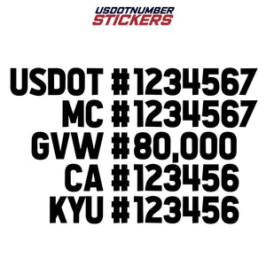 usdot mc gvw ca kyu decal sticker