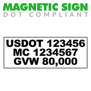 usdot mc gvw magnetic sign