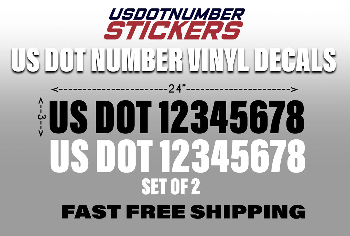 USDOT (DOT) Number Sticker Decal Lettering (Set of 2) – USDOT NUMBER  STICKERS