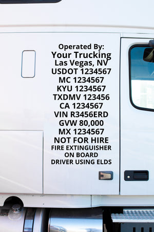 Why You Should Display All of Your USDOT, MC, GVW, VIN & Regulation Numbers Outside of Your Commercial Vehicle
