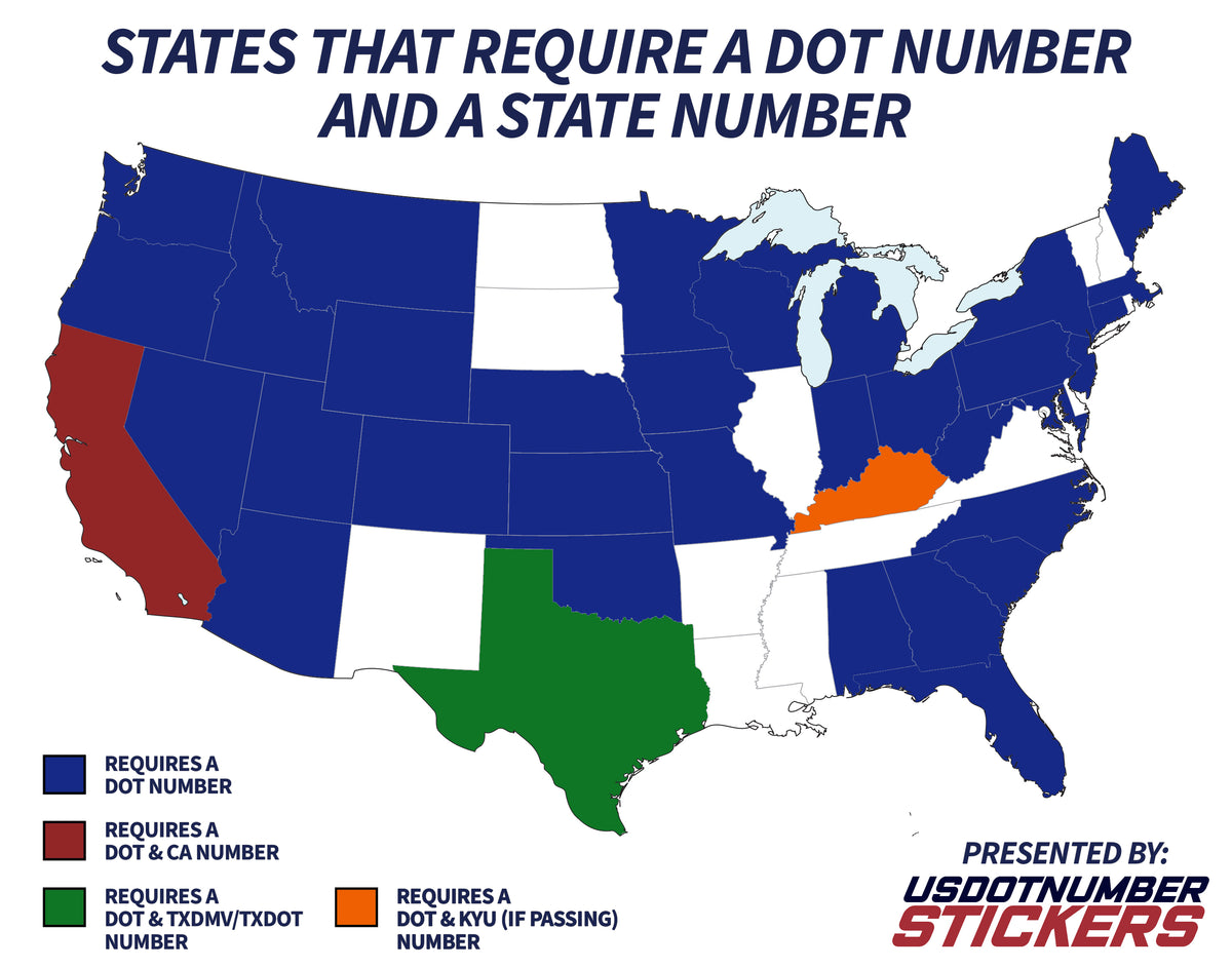 States That Require A DOT Number and State Number (CA, TXDOT, KYU ...