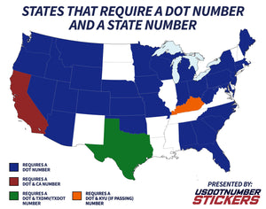States That Require A DOT Number and State Number (CA, TXDOT, KYU)