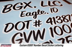 Custom USDOT Number Truck Door Semi Truck Lettering Sticker Decals