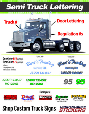 Shop The Best USDOT DOT Box Truck, Semi-Truck, Bobtail, Dually, HotShot USDOT Lettering Online
