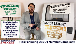 Examples of USDOT Compliant USDOT Lettering Number Decal Stickers