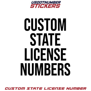 Custom State License Number Decal Stickers