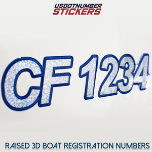 Custom 3D Raised Boat Registration Numbers &amp; Letters