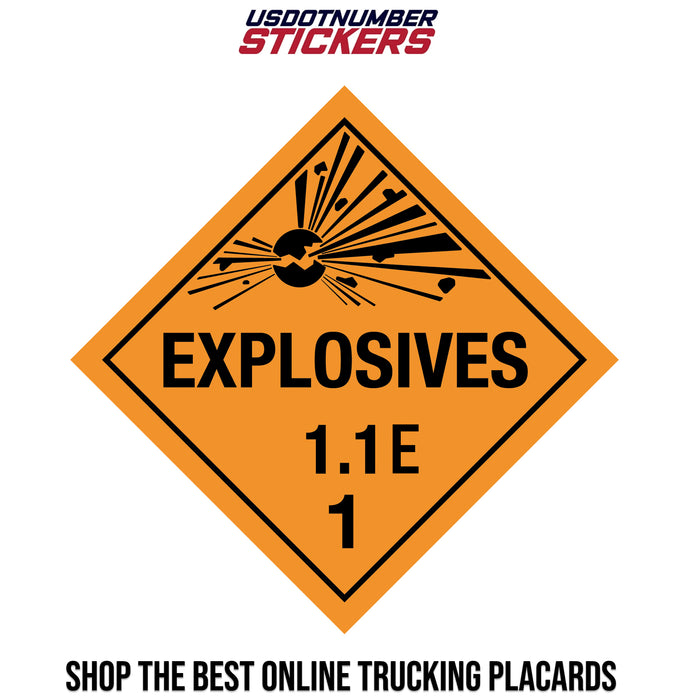 Explosive Exotics Amazon Sticker Class 1.1E Explosive Division Placard – USDOT NUMBER STICKERS