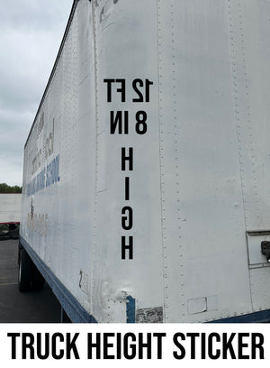 reversed vertical truck height decal sticker