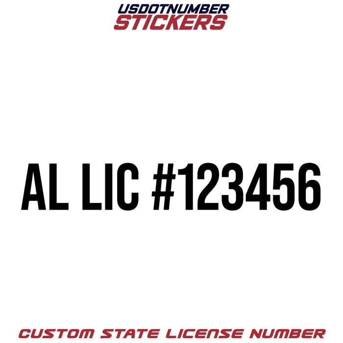 Alabama AL License # Number Regulation Decal Sticker Lettering(Set of 2)