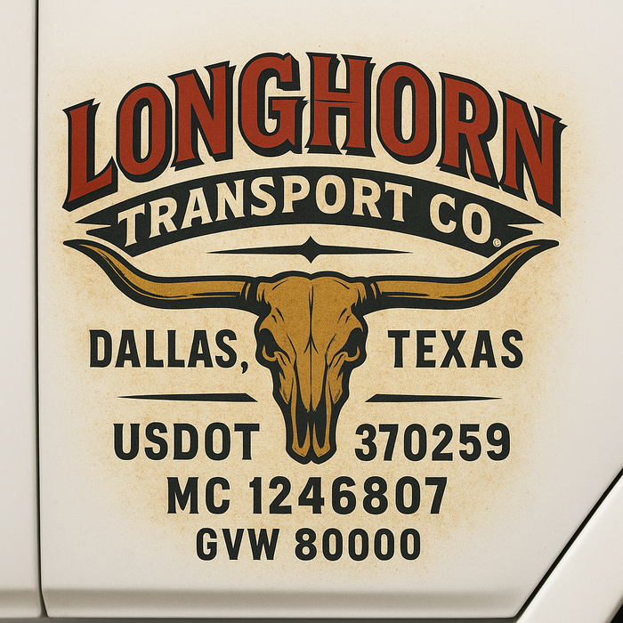 Custom Truck Door Decal Sticker Sign For Trucking, Transport, Logistics, Work Trucks, Semi Trucks With USDOT, MC, CA, KYU, VIN, GVW Regulation Numbers (Set of 2)