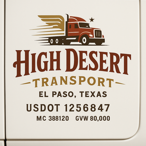 Custom Truck Door Decal Sticker Sign For Trucking, Transport, Logistics, Work Trucks, Semi Trucks With USDOT, MC, CA, KYU, VIN, GVW Regulation Numbers (Set of 2)