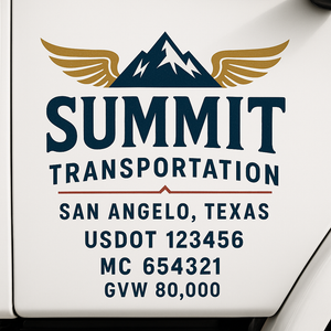 Custom Truck Door Decal Sticker Sign For Trucking, Transport, Logistics, Work Trucks, Semi Trucks With USDOT, MC, CA, KYU, VIN, GVW Regulation Numbers (Set of 2)