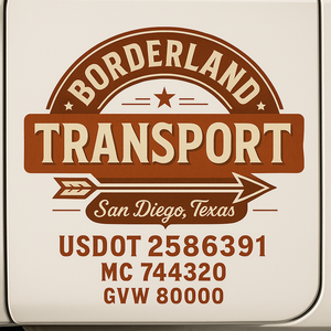 Custom Truck Door Decal Sticker Sign For Trucking, Transport, Logistics, Work Trucks, Semi Trucks With USDOT, MC, CA, KYU, VIN, GVW Regulation Numbers (Set of 2)