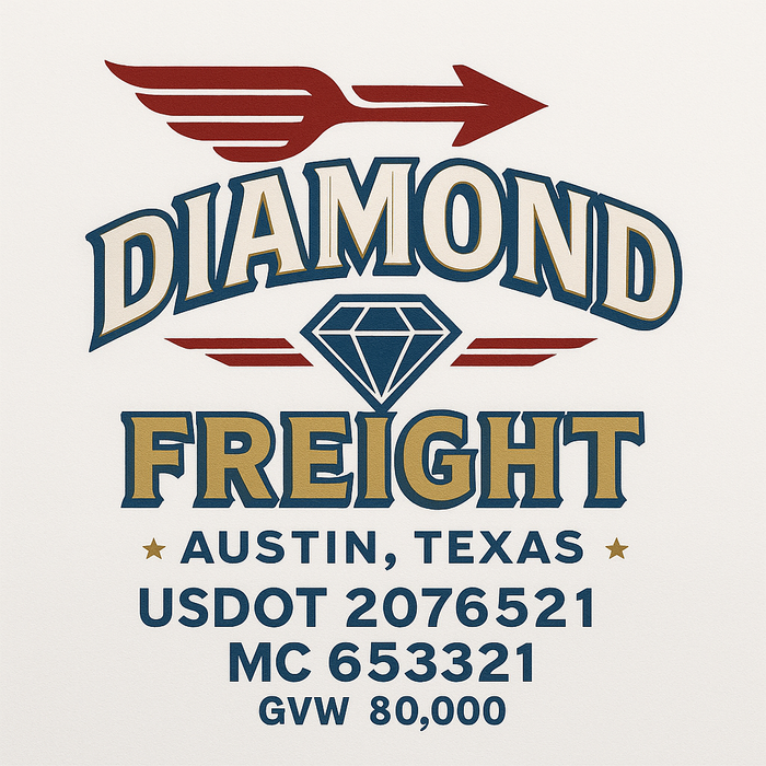 Custom Truck Door Decal Sticker Sign For Trucking, Transport, Logistics, Work Trucks, Semi Trucks With USDOT, MC, CA, KYU, VIN, GVW Regulation Numbers (Set of 2)