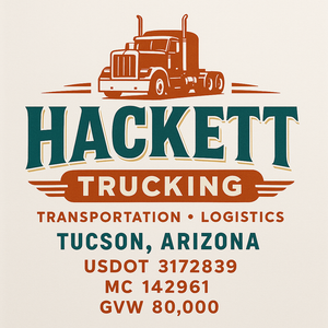 Custom Truck Door Decal Sticker Sign For Trucking, Transport, Logistics, Work Trucks, Semi Trucks With USDOT, MC, CA, KYU, VIN, GVW Regulation Numbers (Set of 2)