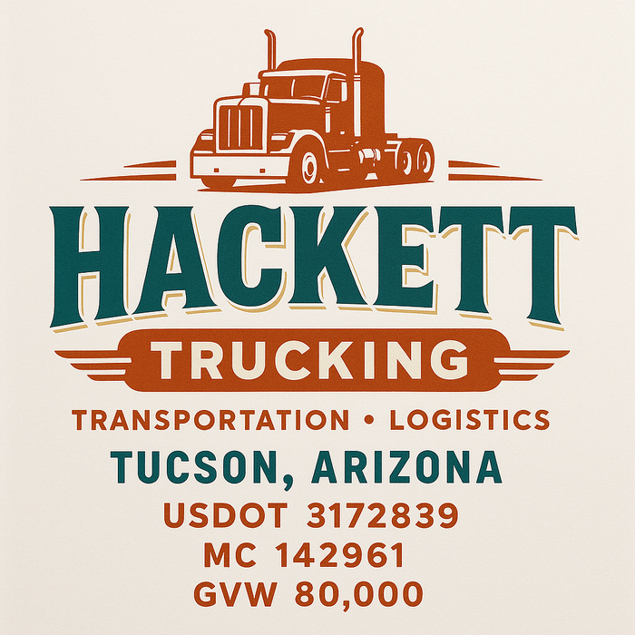 Custom Truck Door Decal Sticker Sign For Trucking, Transport, Logistics, Work Trucks, Semi Trucks With USDOT, MC, CA, KYU, VIN, GVW Regulation Numbers (Set of 2)