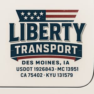 Custom Truck Door Decal Sticker Sign For Trucking, Transport, Logistics, Work Trucks, Semi Trucks With USDOT, MC, CA, KYU, VIN, GVW Regulation Numbers (Set of 2)