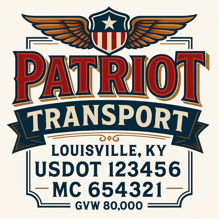 Custom Truck Door Decal Sticker Sign For Trucking, Transport, Logistics, Work Trucks, Semi Trucks With USDOT, MC, CA, KYU, VIN, GVW Regulation Numbers (Set of 2)