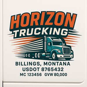 Custom Truck Door Decal Sticker Sign For Trucking, Transport, Logistics, Work Trucks, Semi Trucks With USDOT, MC, CA, KYU, VIN, GVW Regulation Numbers (Set of 2)