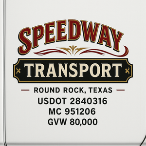 Custom Truck Door Decal Sticker Sign For Trucking, Transport, Logistics, Work Trucks, Semi Trucks With USDOT, MC, CA, KYU, VIN, GVW Regulation Numbers (Set of 2)