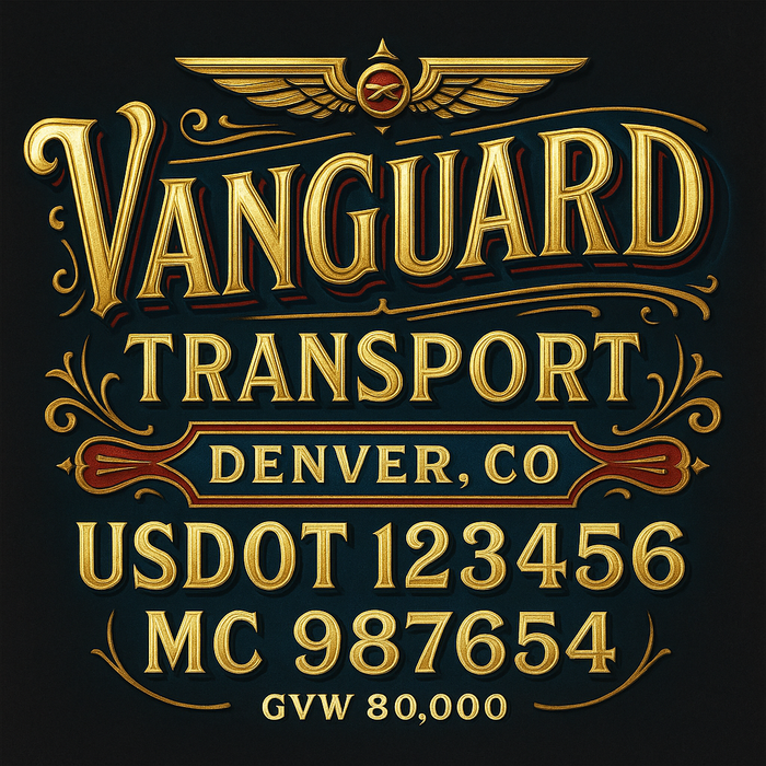 Custom Truck Door Decal Sticker Sign For Trucking, Transport, Logistics, Work Trucks, Semi Trucks With USDOT, MC, CA, KYU, VIN, GVW Regulation Numbers (Set of 2)