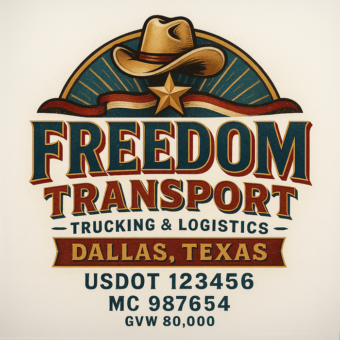 Custom Truck Door Decal Sticker Sign For Trucking, Transport, Logistics, Work Trucks, Semi Trucks With USDOT, MC, CA, KYU, VIN, GVW Regulation Numbers (Set of 2)